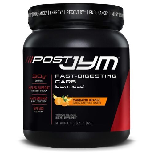 JYM Post Fast-Digesting Carb – Pure Dextrose Recovery Formula for Muscle Growth & Glycogen Replenishment (Mandarin Orange, 30 Servings)
